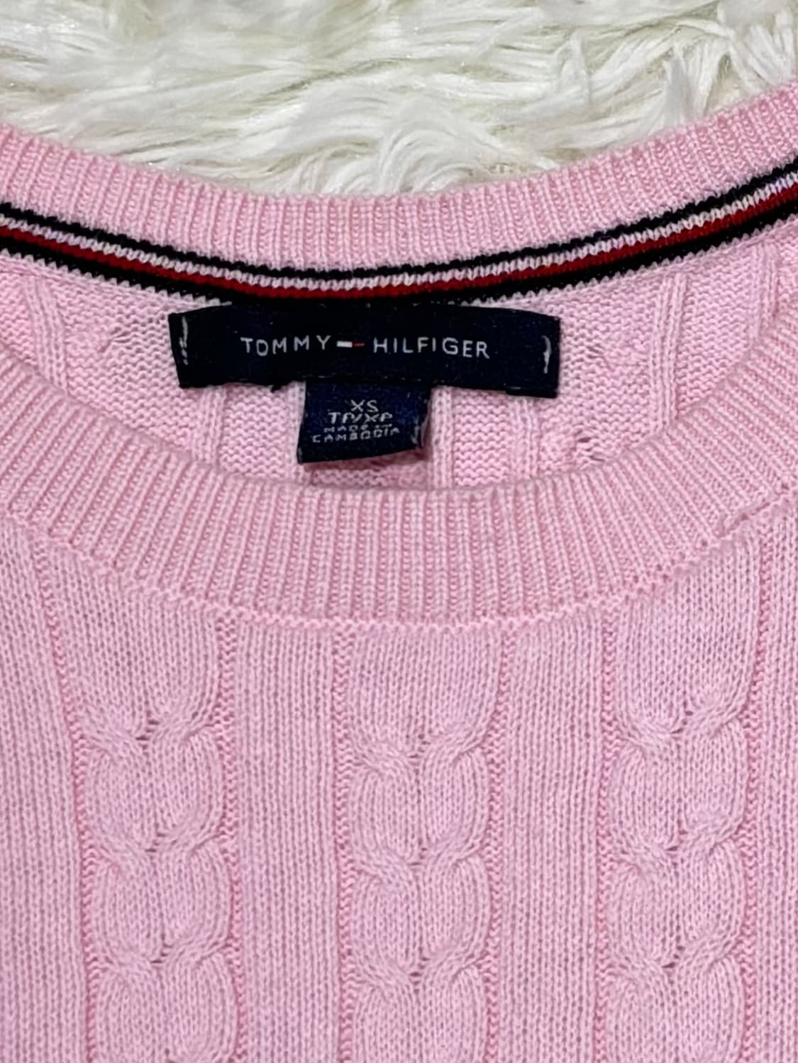 타미힐피거 스몰로고 베이비핑크 케이블 반팔 니트 상품이미지6