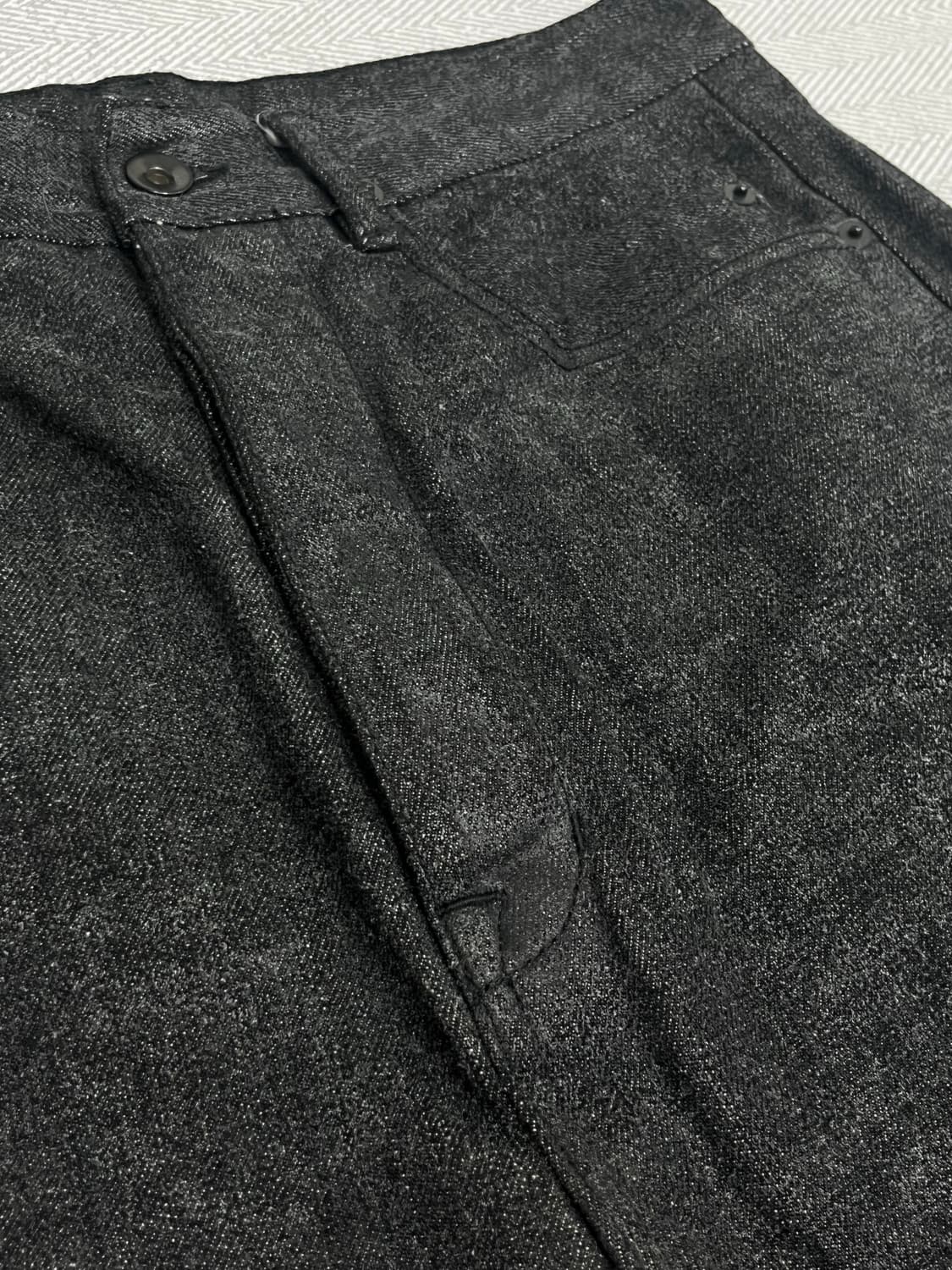 릭오웬스 블랙 데님 코팅 크롭진 17시즌  30인치 상품이미지6