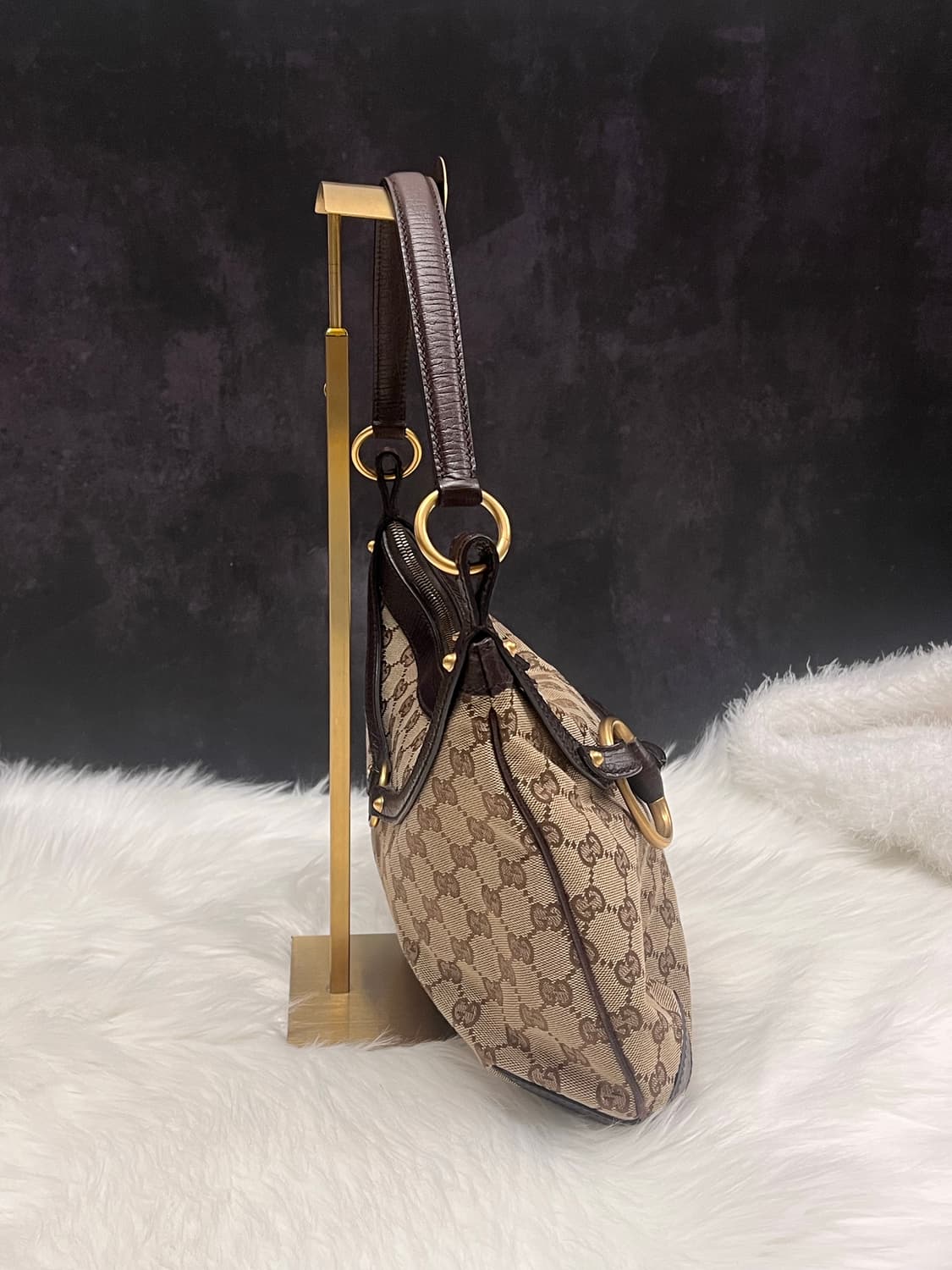 Gucci 구찌 GG 캔버스 홀스빗 모노그램 브라운 숄더백 핸드백 상품이미지5