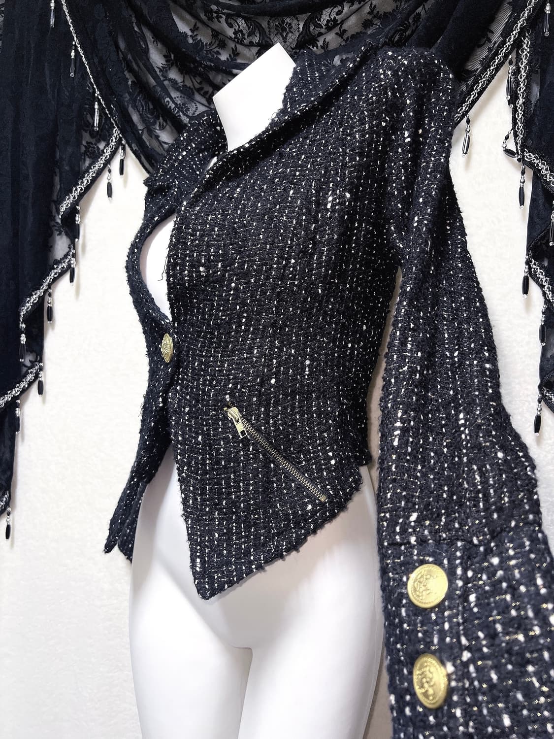 d.i.a 다이아 오네갸루 히메 고스펑크 고딕 트위드 금장 버튼 자켓 상품이미지5