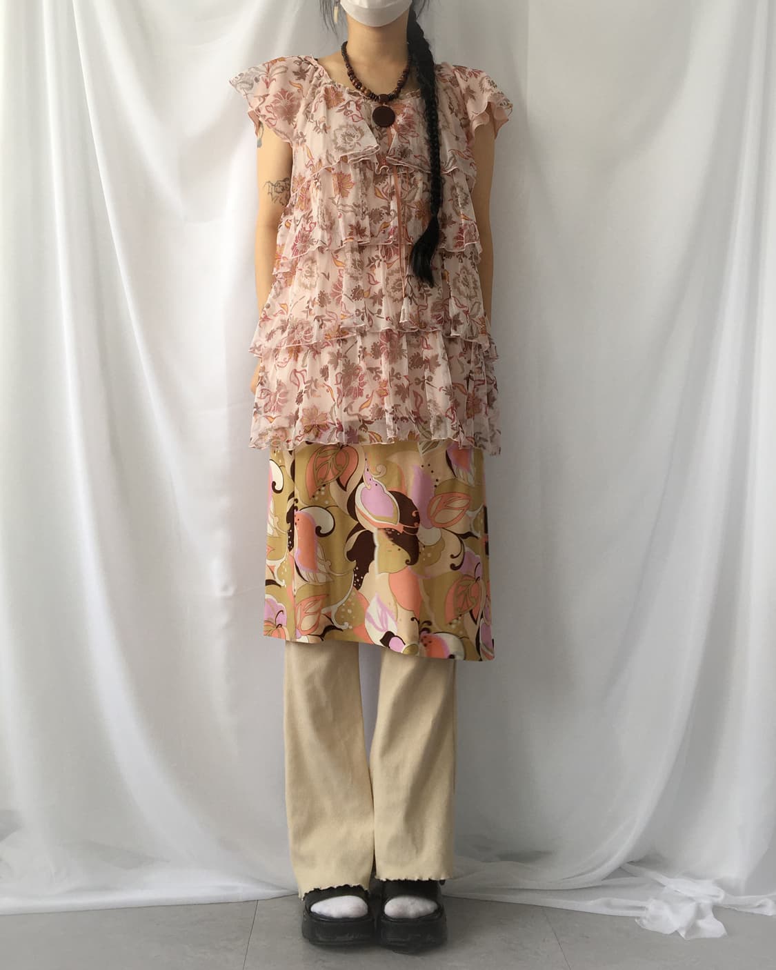 Pattern mesh layer onepiece 상품이미지5