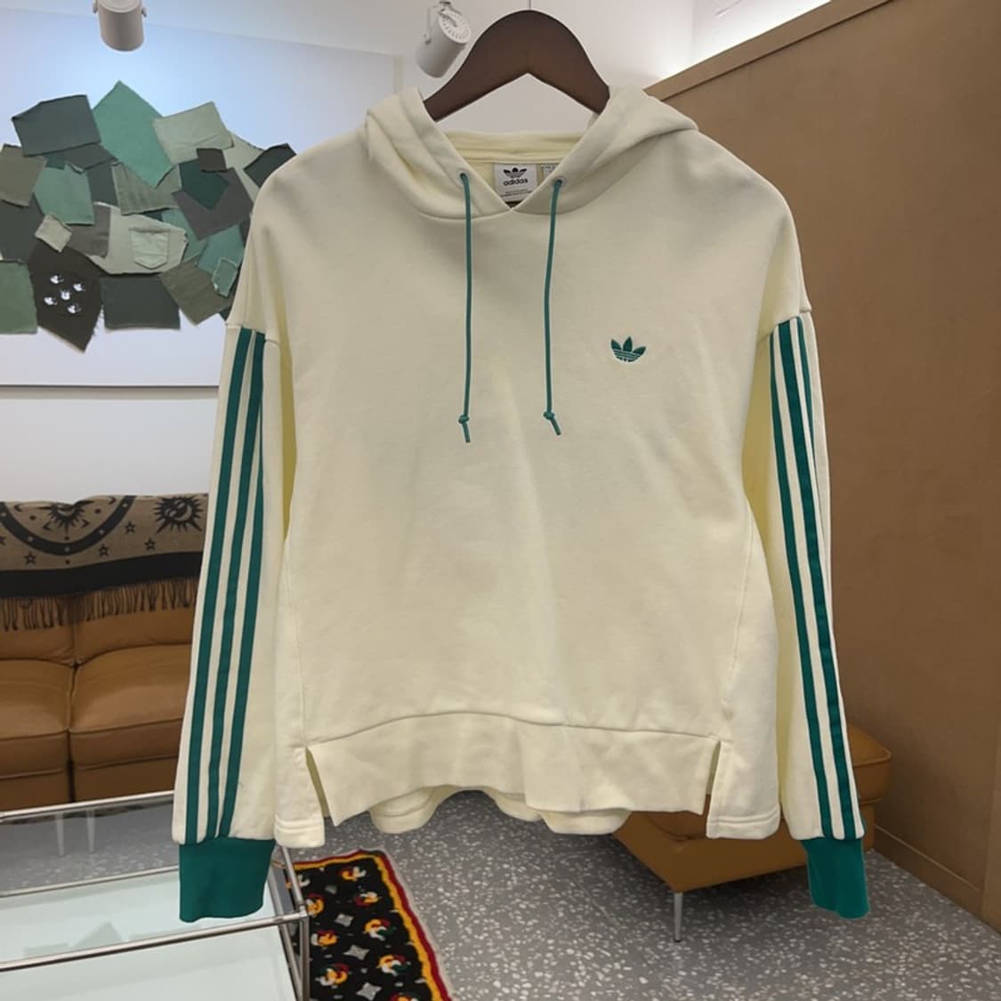 아디다스 빈티지 레트로 그린배색 빅트레포일 후드티 S C08204 상품이미지3