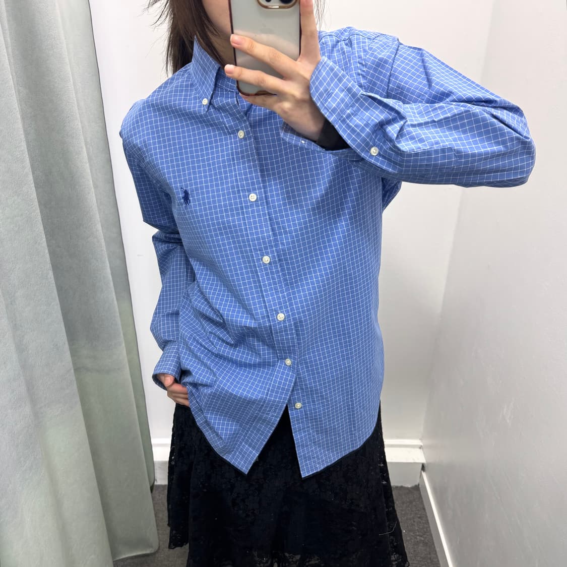 폴로 블루 체크 셔츠 상품이미지1