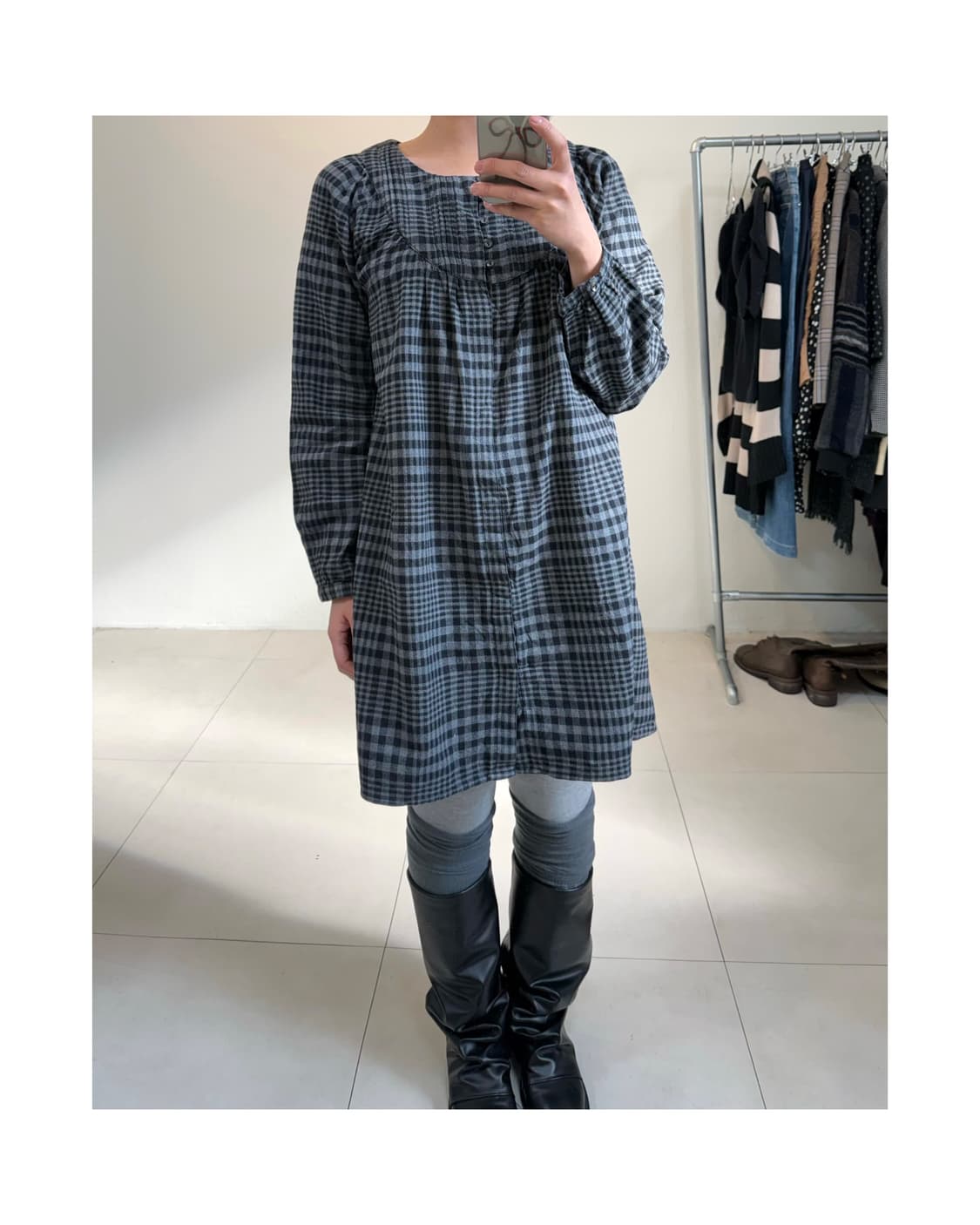 빈티지 체크 원피스 상품이미지5