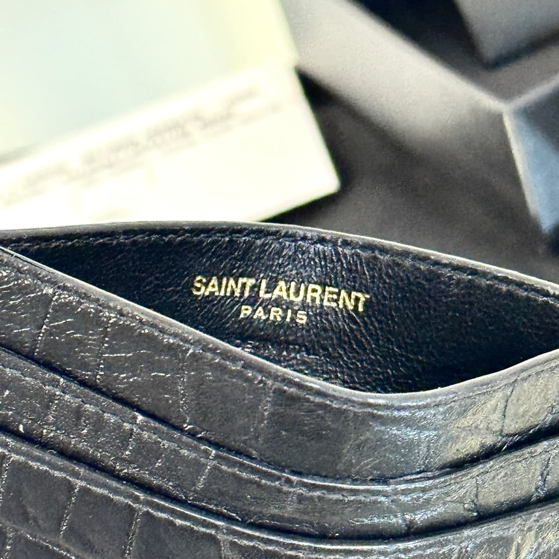 [새상품급/풀구성] 입생로랑 크로커다일 카드지갑 블랙 골드 상품이미지6