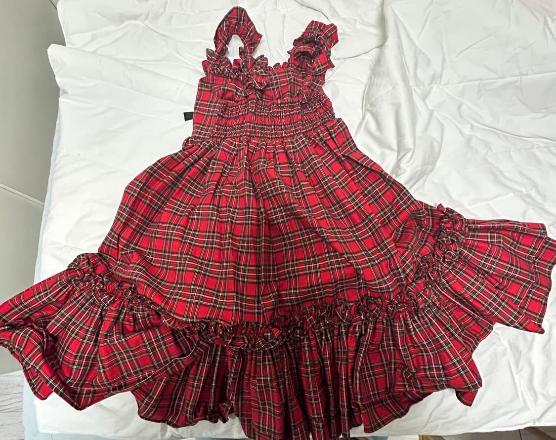 Na+H Red Check Babydoll JSK 상품이미지4