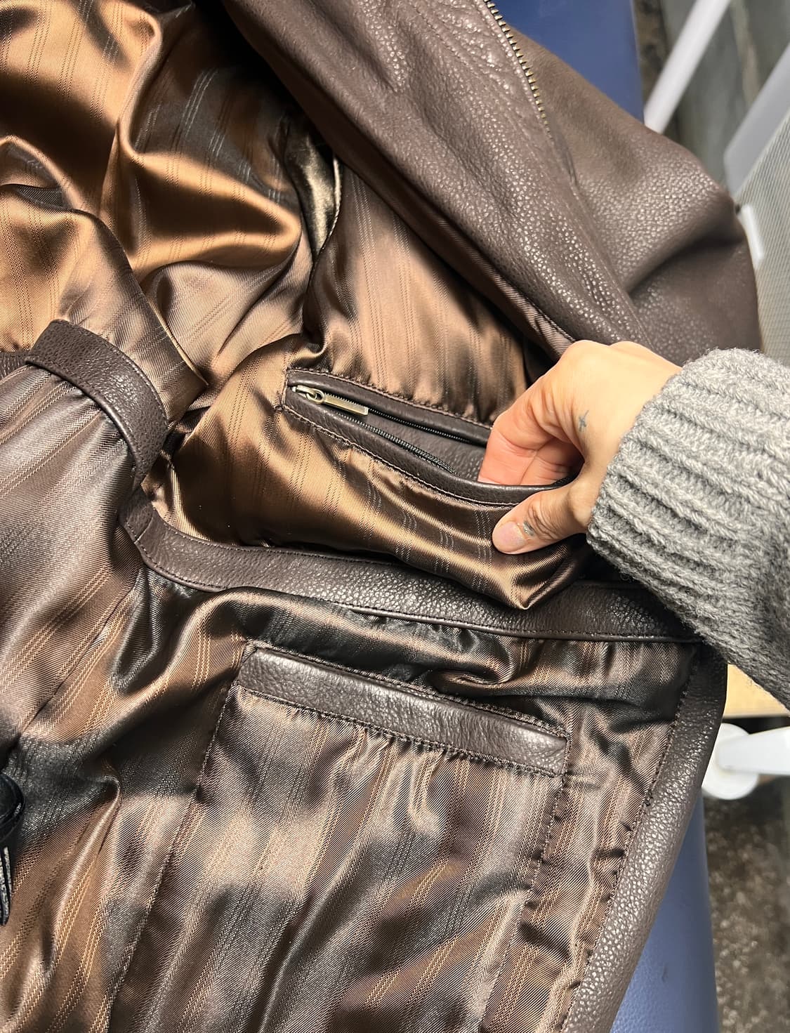 [Vintage] 런던 빈티지 리얼 레더 스탠드 칼라 하프 자켓 (S) 상품이미지9