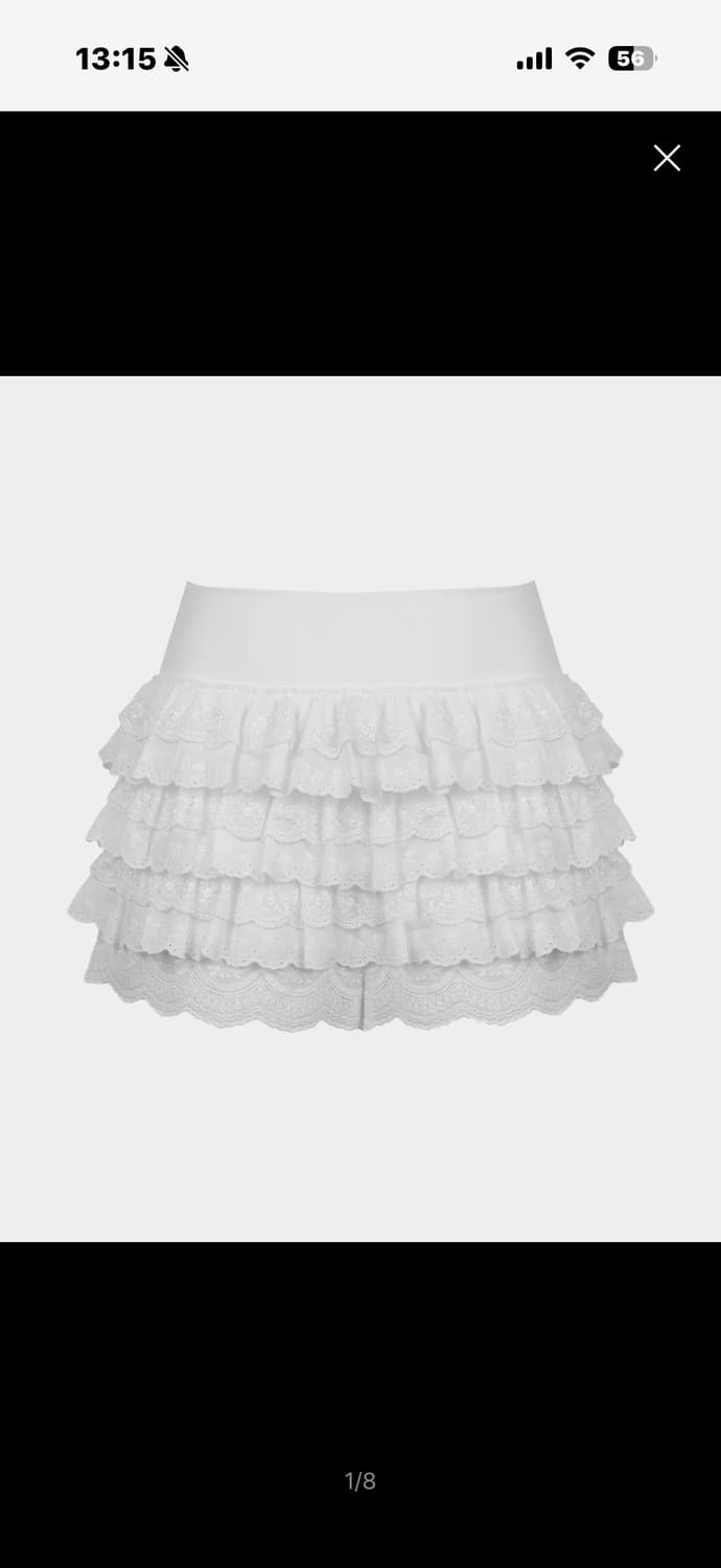 러프넥 레이스 튜튜 팬츠 스커트 화이트 상품이미지1