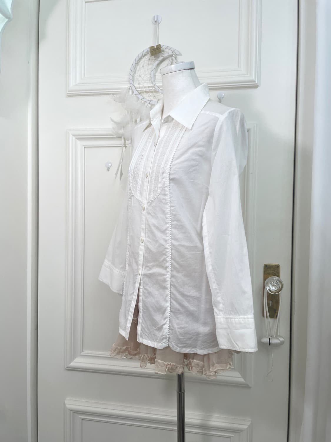 coral beige knit crochet vest cardigan&w 상품이미지8