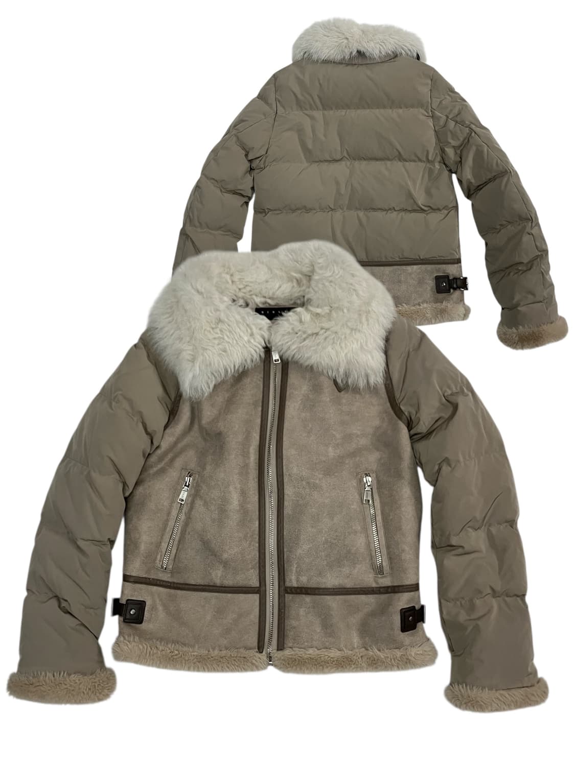 시슬리 무스탕 퍼 카라 패딩 점퍼 42 상품이미지1