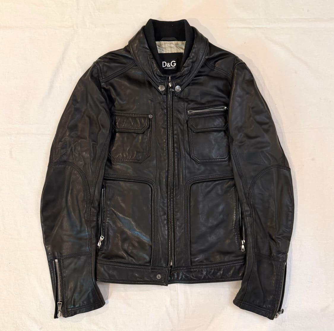 00s 돌체앤가바나 램스킨 멀티포켓 가죽자켓 블랙 상품이미지1