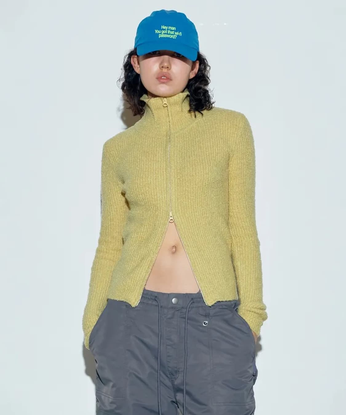 SCULPTOR Boucle Knit Zip-Up Lemon 상품이미지1