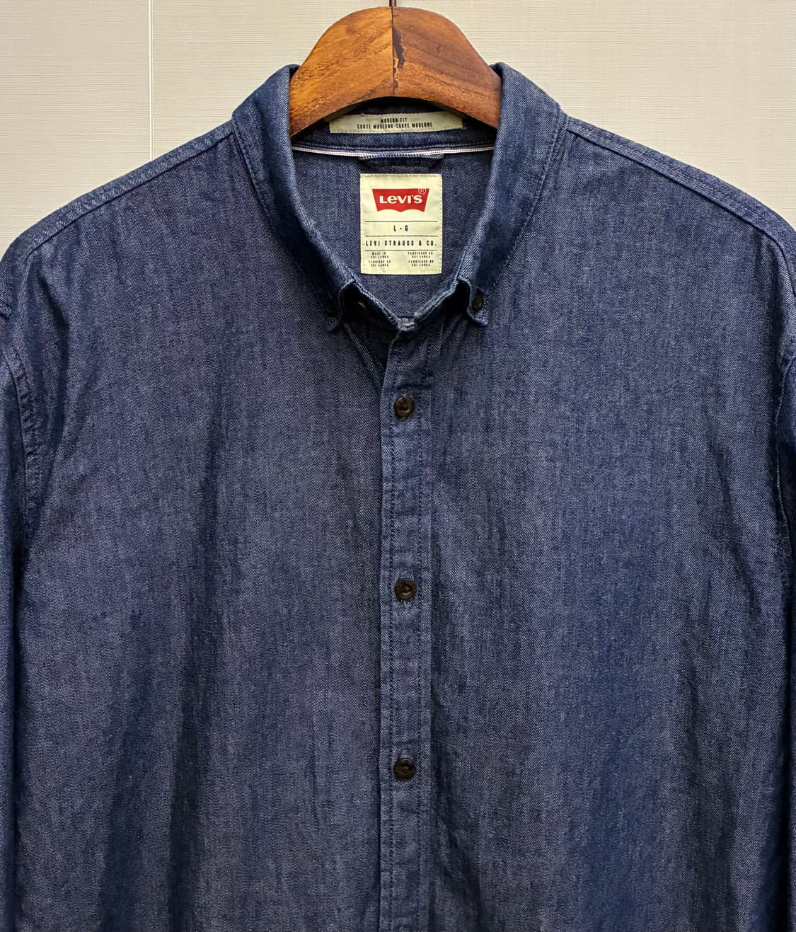 (L)리바이스 화이트탭 코튼 샴브레이 버튼다운 셔츠 데님셔츠  상품이미지3