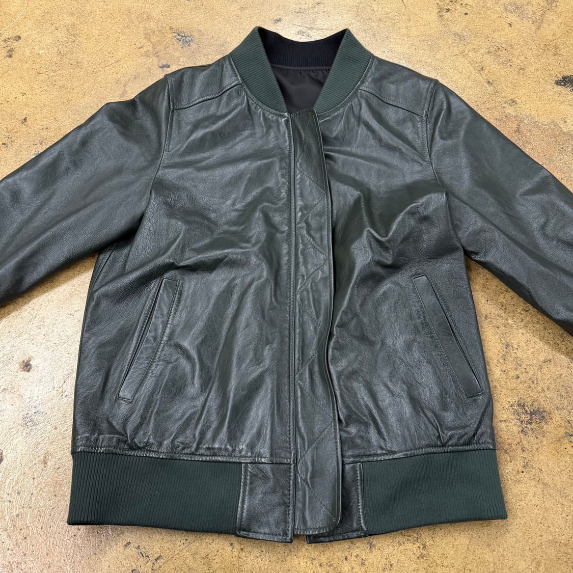 [정품] 가죽 블루종 자켓 다크 그린 b15 상품이미지3