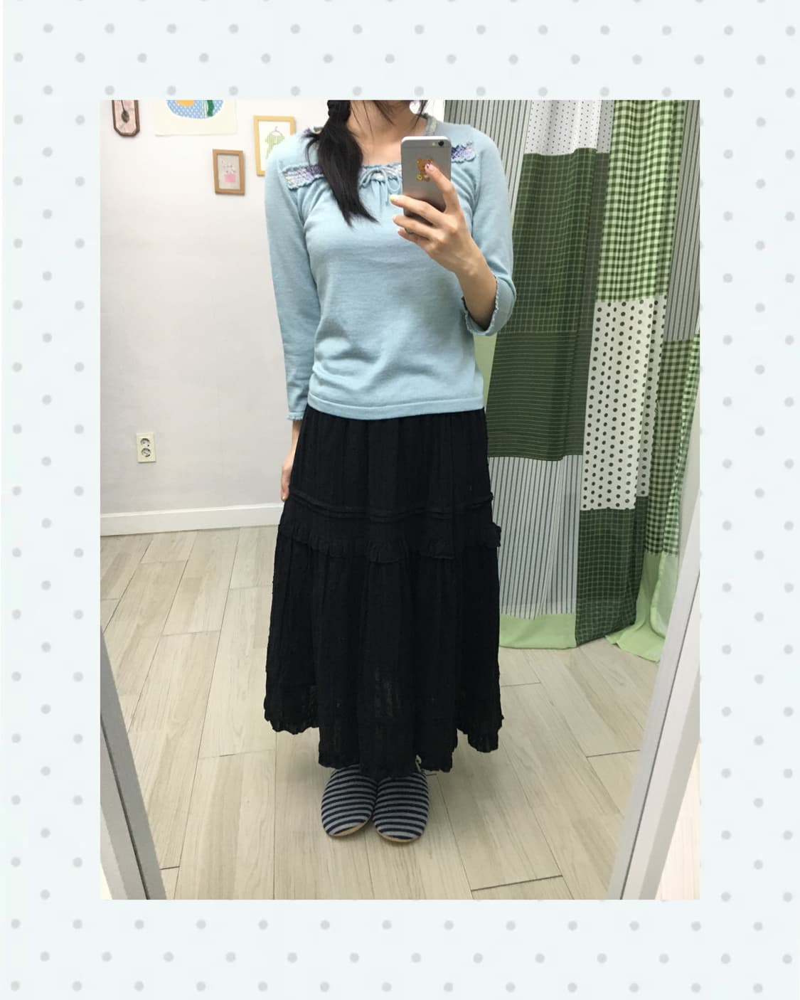 민트 넥 포인트 니트 상품이미지1