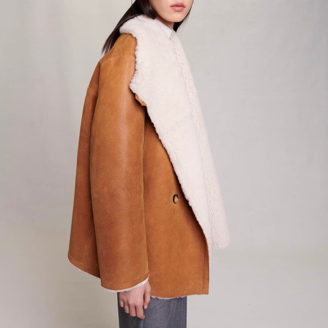 🖤 마쥬(Maje) Galezoe 양가죽 리버서블 시어링 무스탕 상품이미지6