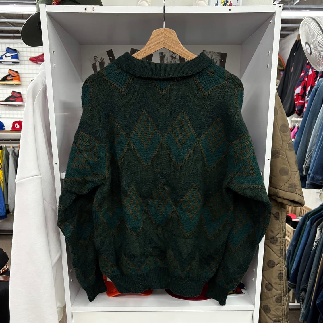 (XL) 90s 입생로랑 아가일 패턴 카라 니트 스웨터 상품이미지3