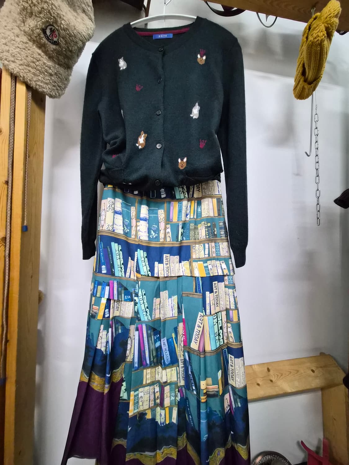 키이스 순모가디건. lusso 언발 일러스트 스커트 상품이미지1