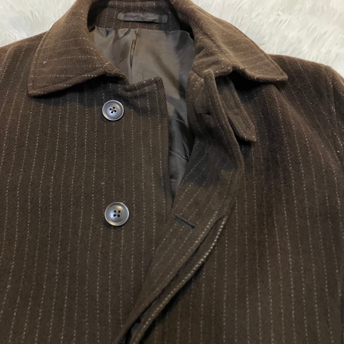 빈티지 초코 브라운 스트라이프 코트 833 y2k 스트릿 모리 갸루 일본 상품이미지3