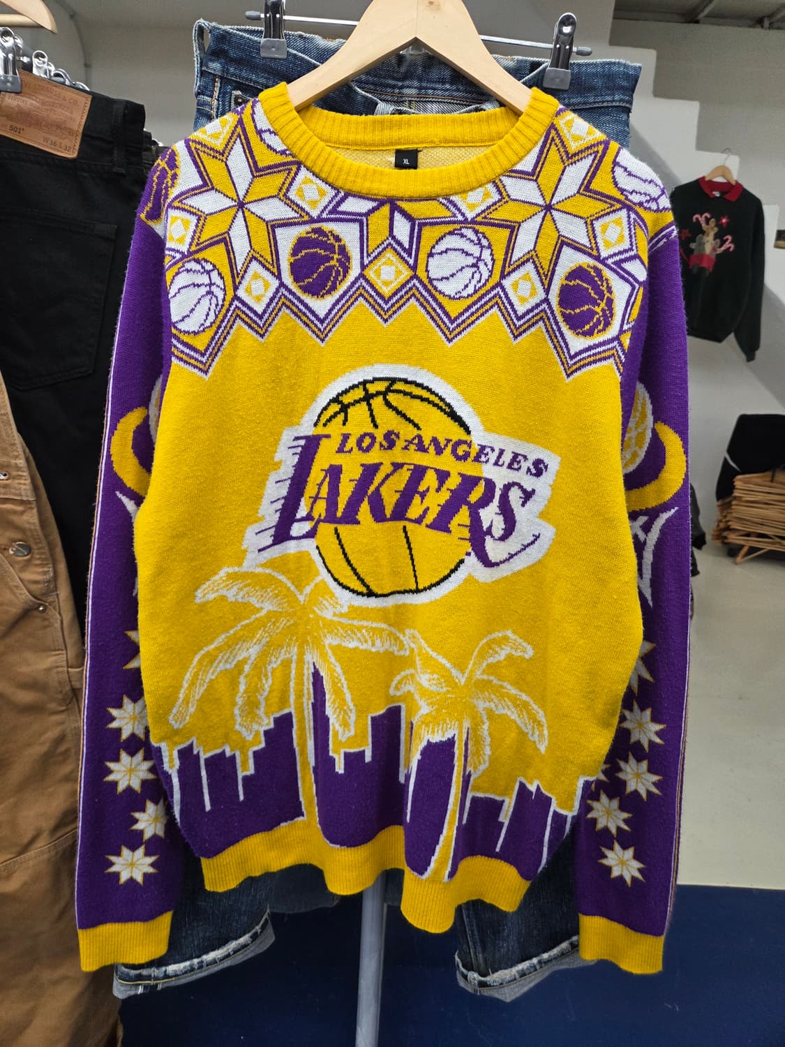 Lakers 레이커스 힙합 올드스쿨 니트 상품이미지3