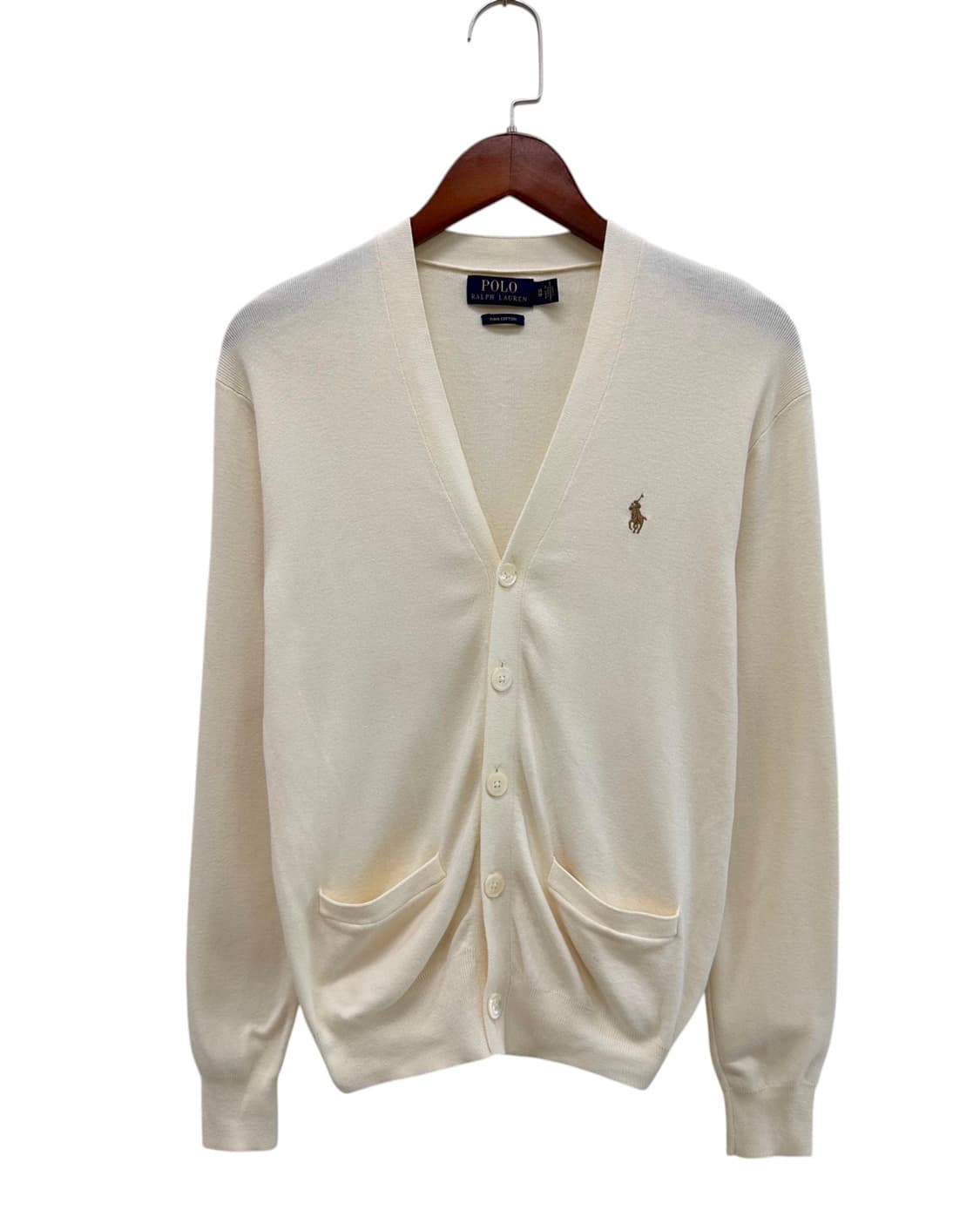 폴로 피마코튼 가디건 크림색 (XS~S) 상품이미지1