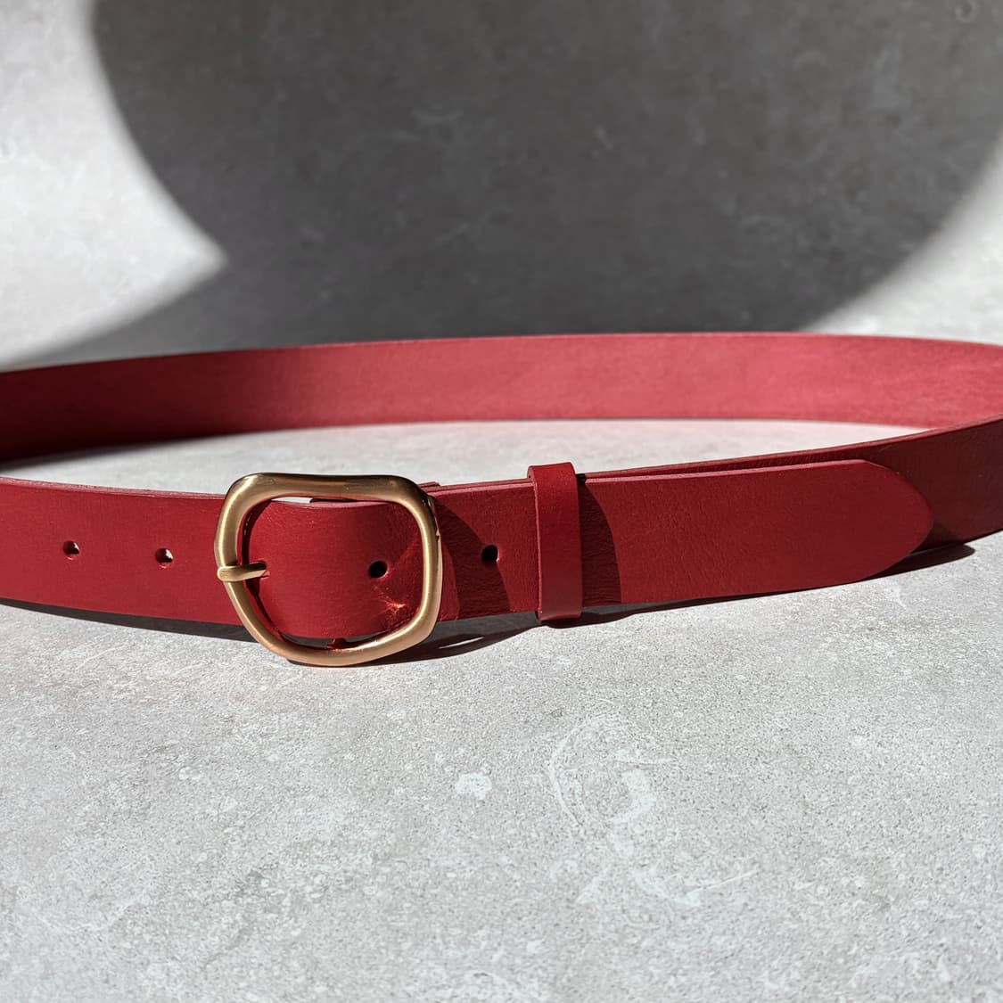 Oribell 커브드 24k 골드플레이트 버클 볼드 베지터블 소가죽 벨트 상품이미지3