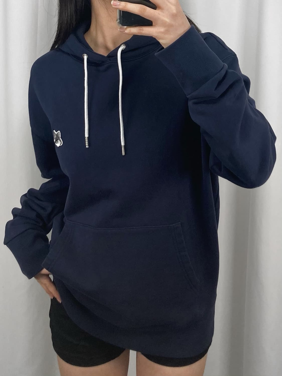 메종키츠네 폭스헤드 네이비 후드티  상품이미지1