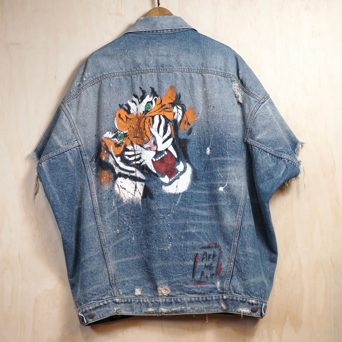 R13 드랍 숄더 데님 베스트(핸드 드로잉 커스텀) 상품이미지1