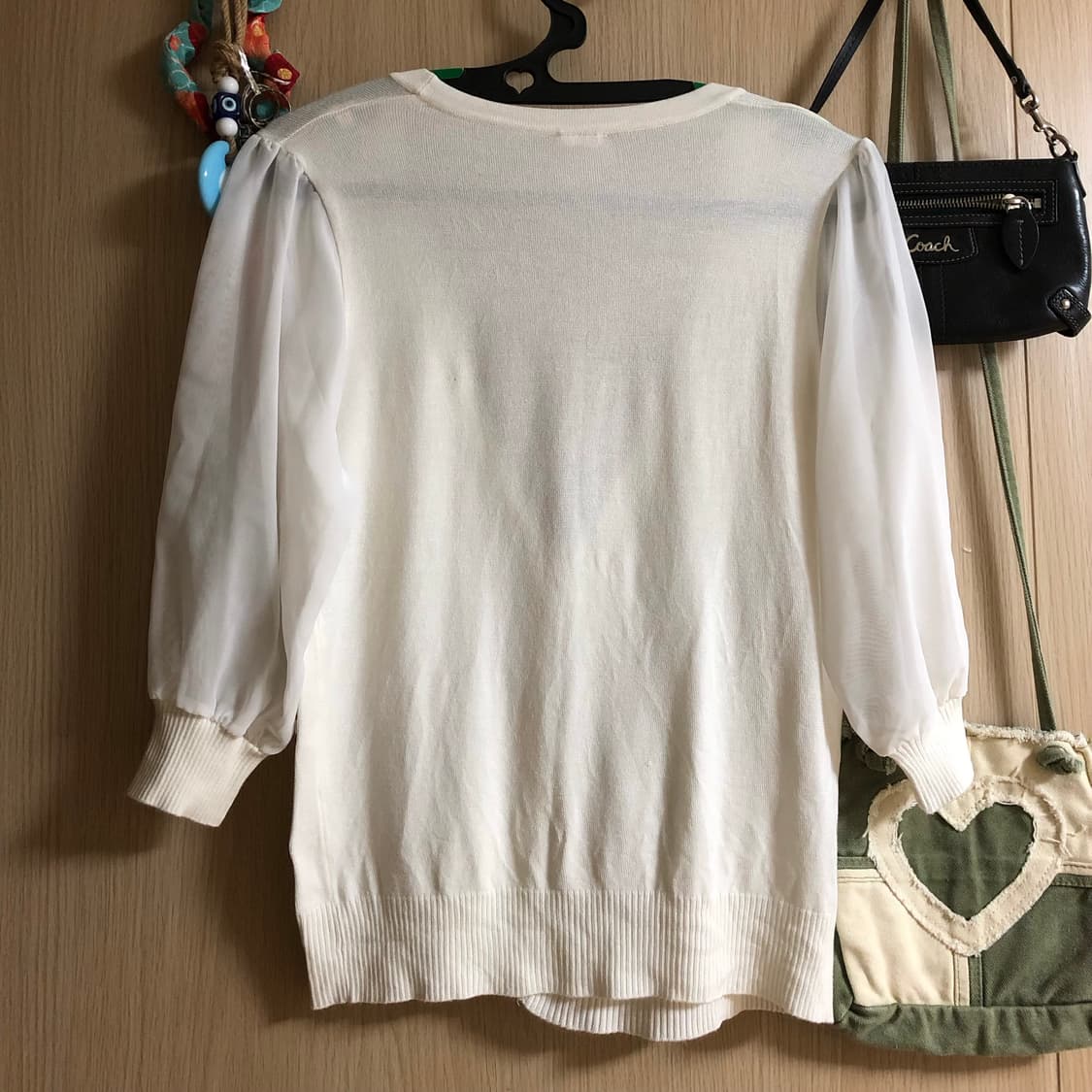 Y2K 하트 쥬얼 포인트 시스루 가디건 상품이미지3