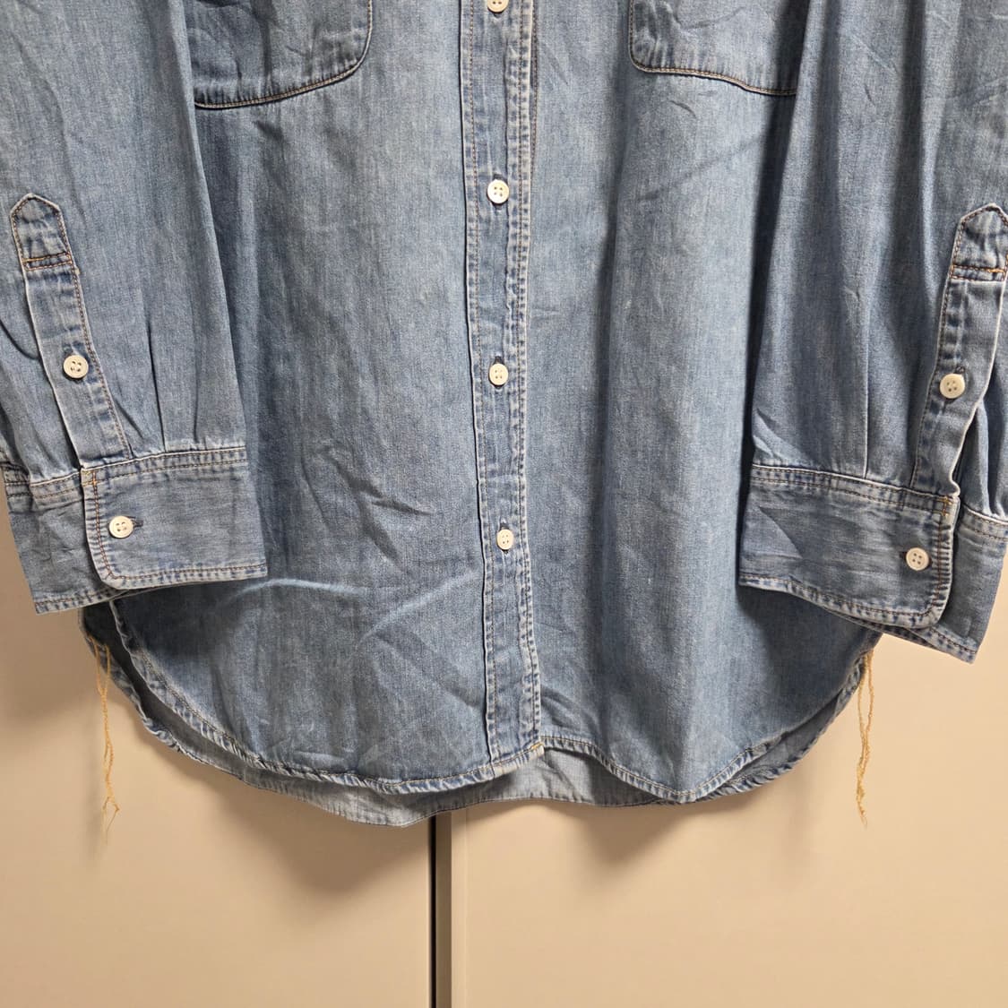 일본제 빈티지 워크 데님셔츠 XL(105) 상품이미지3