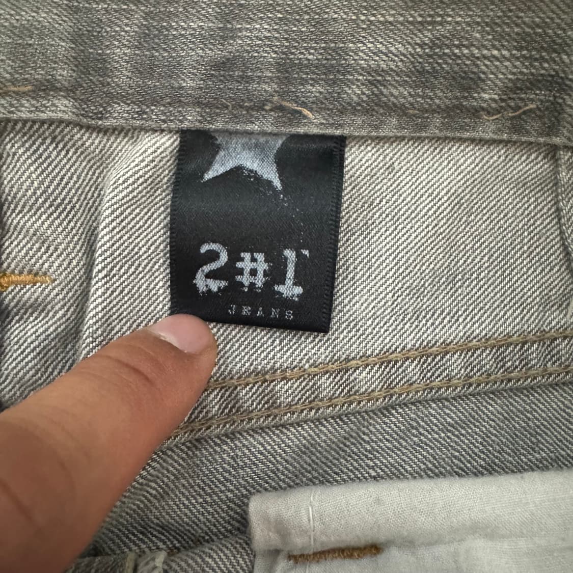 Y2K 워싱 별 디테일 회색 데님 팬츠 상품이미지4