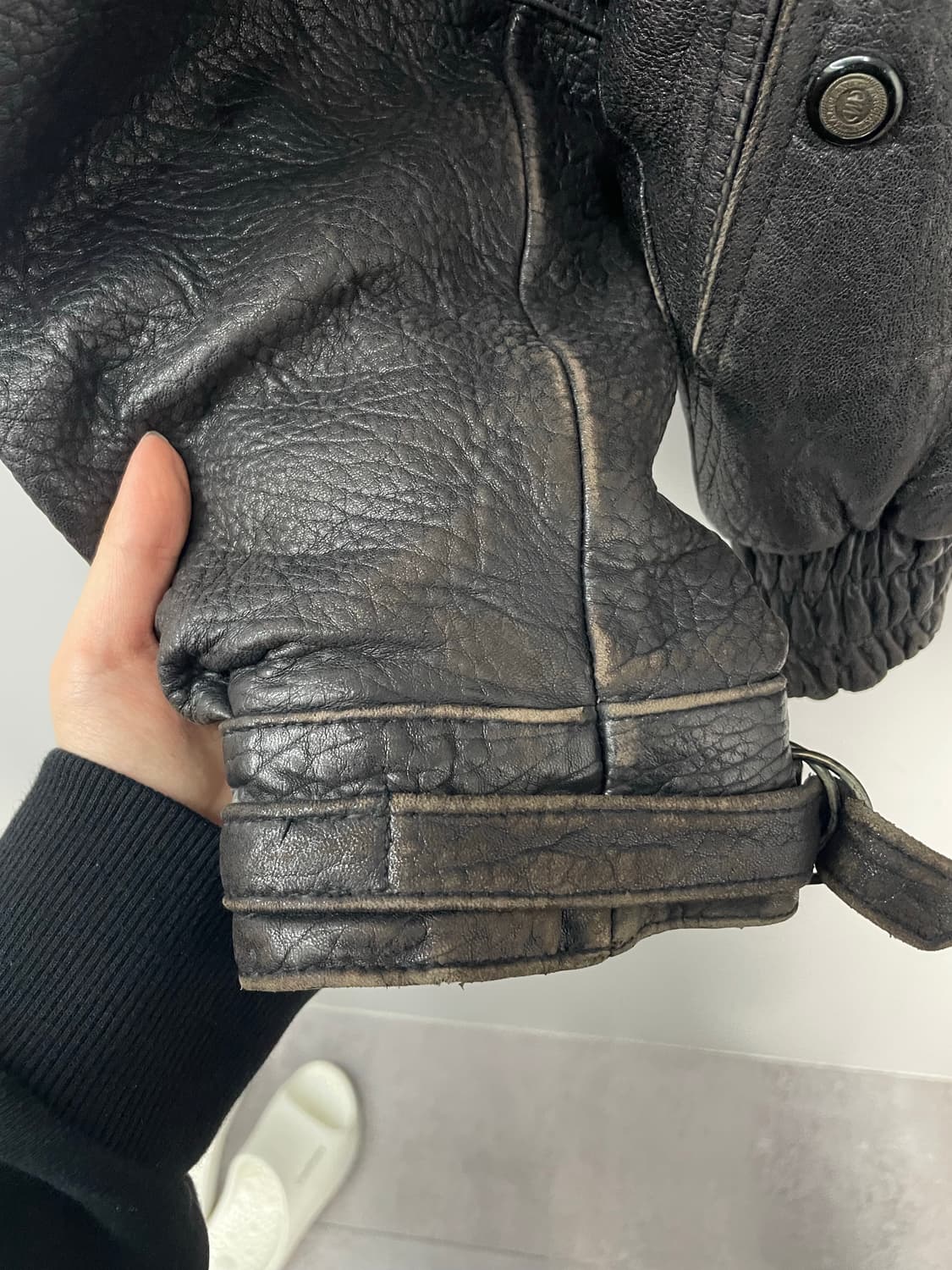 빈티지 양가죽 A-2 블랙 레더 봄버 자켓 H2361 상품이미지7