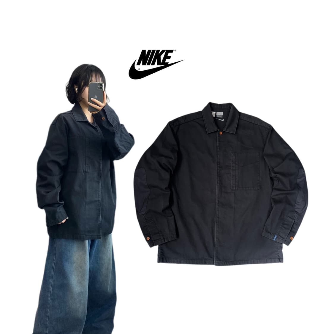 나이키 00s 스우시 셔츠형 코튼 자켓 상품이미지1