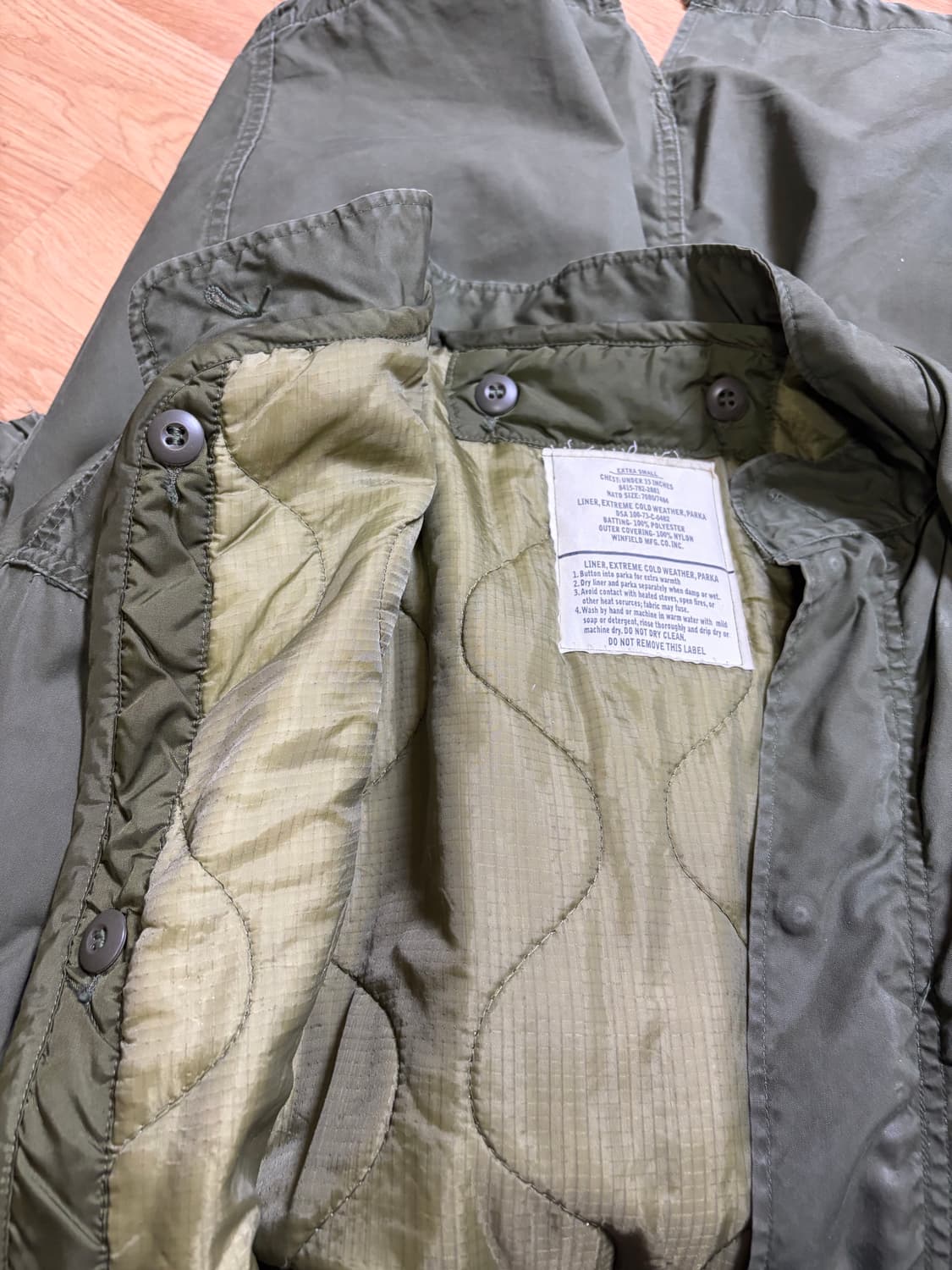 오리지널 미군 m65 개파카 EXTRA SMALL 상품이미지7