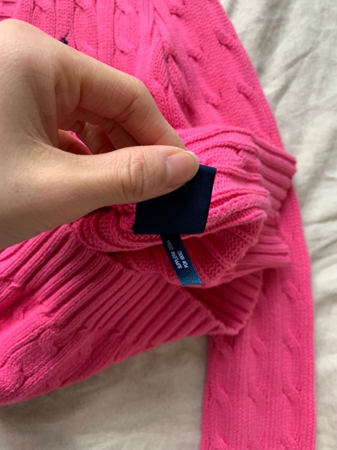 폴로 랄프로렌 포니로고 케이블 브이넥 니트 핑크 상품이미지9