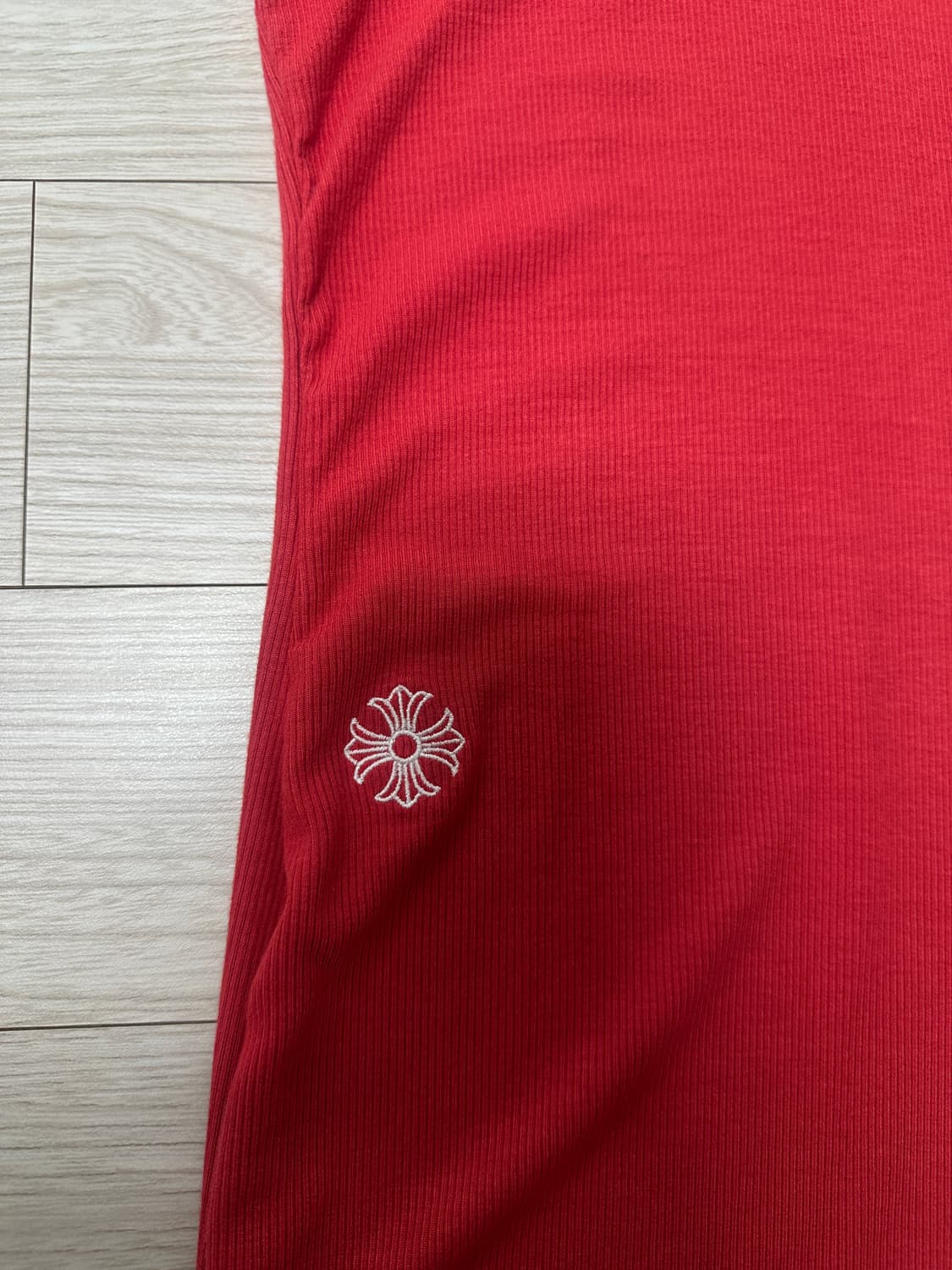 크롬하츠 배드 시드자수 레드 미니 리브 탱크탑 드레스 상품이미지2