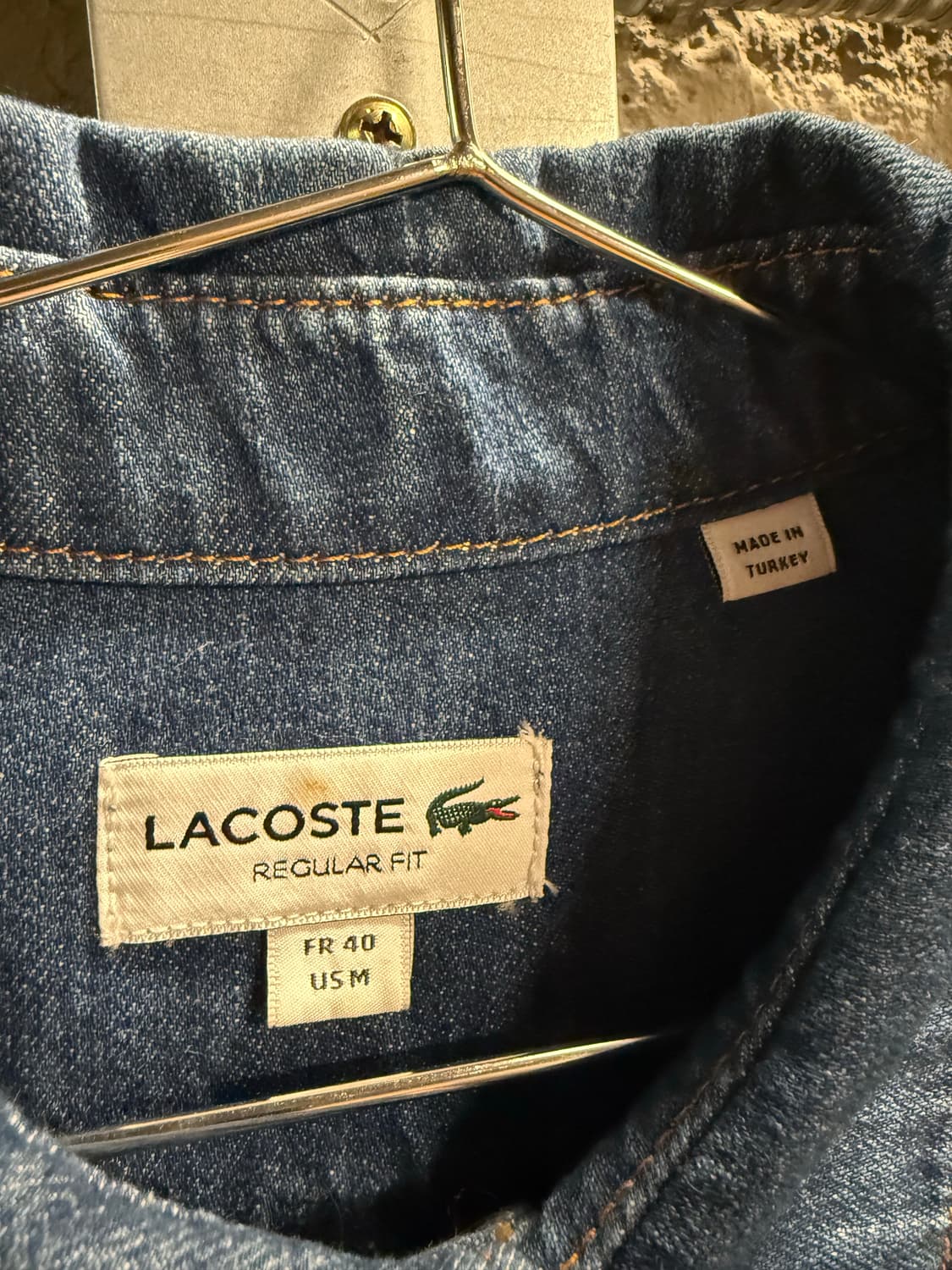라코스테 LACOSTE 레귤러핏 데님 셔츠 인디고 M 상품이미지5
