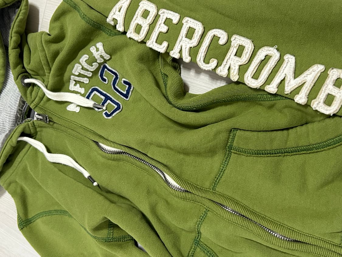 💚유일매물 아베크롬비 사이드로고 연두색 딱붙핏 후드집업 그린 🫒 상품이미지2