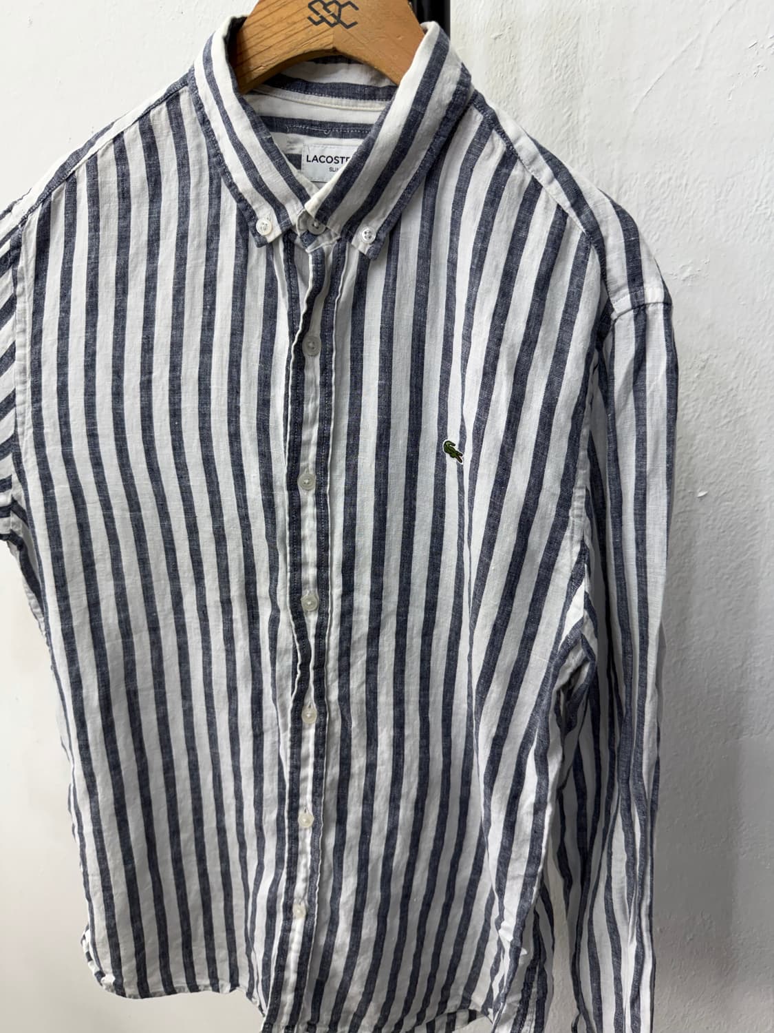 정품) 라코스테 남성 린넨 스트라이프 셔츠 M 상품이미지3