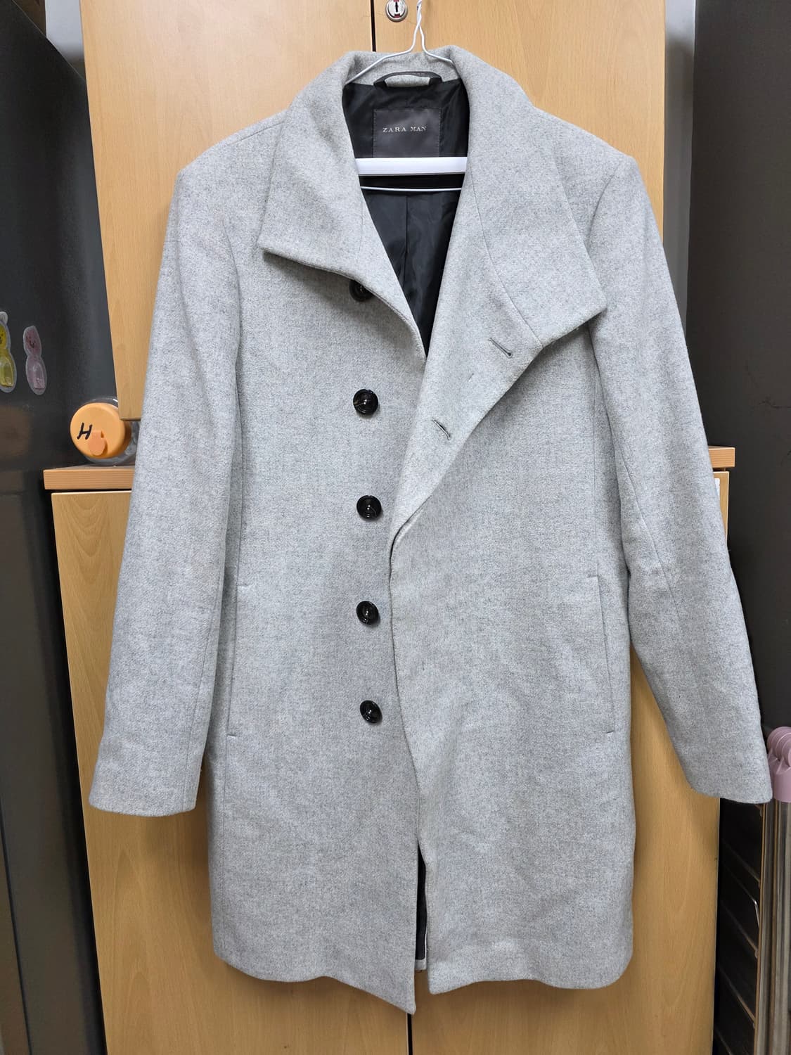 자라 맨 언밸런스 다이애거널 그레이 코트 M 상품이미지1