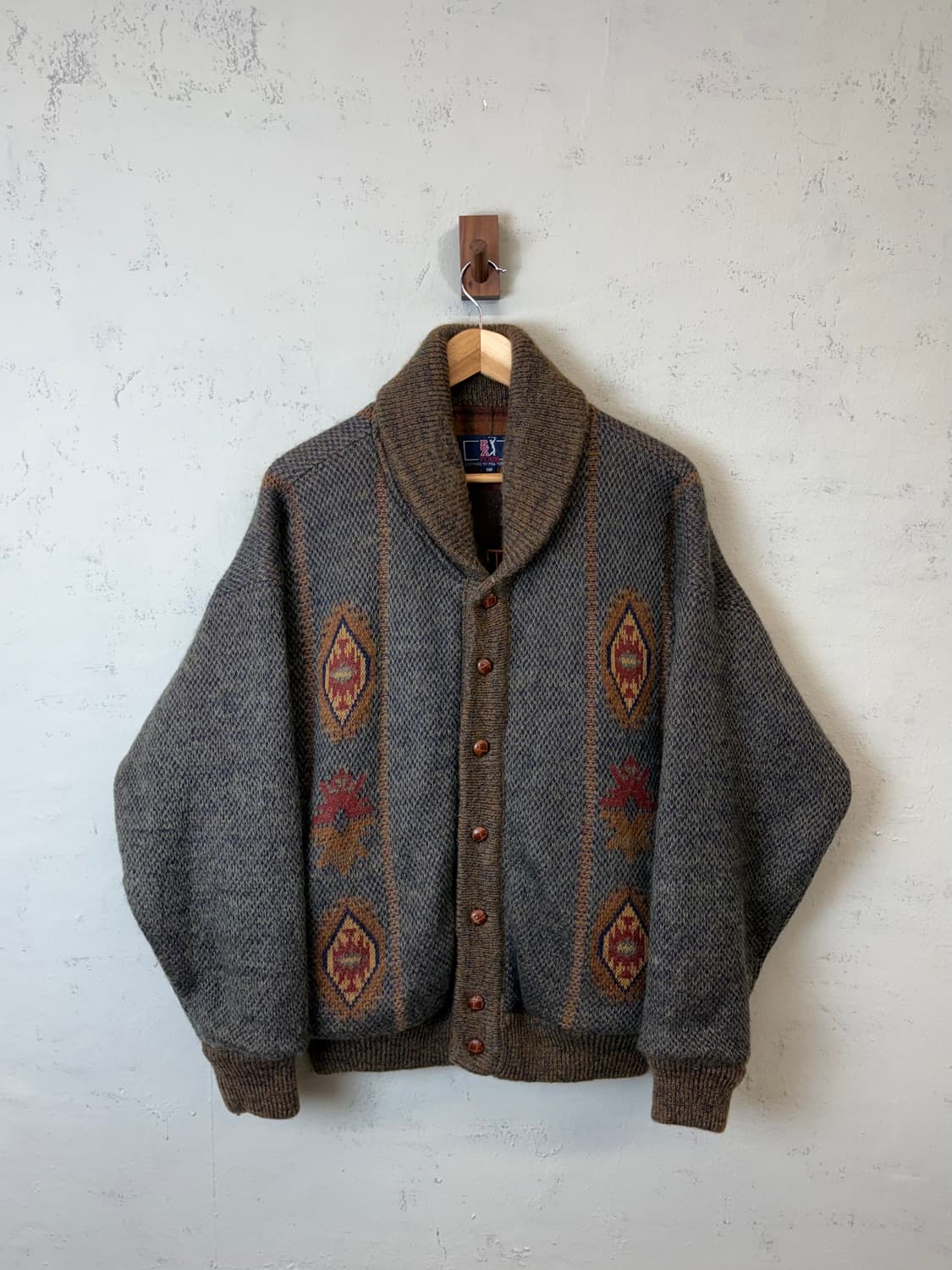 빈티지 숄카라 패턴 울 가디건 자켓 상품이미지1