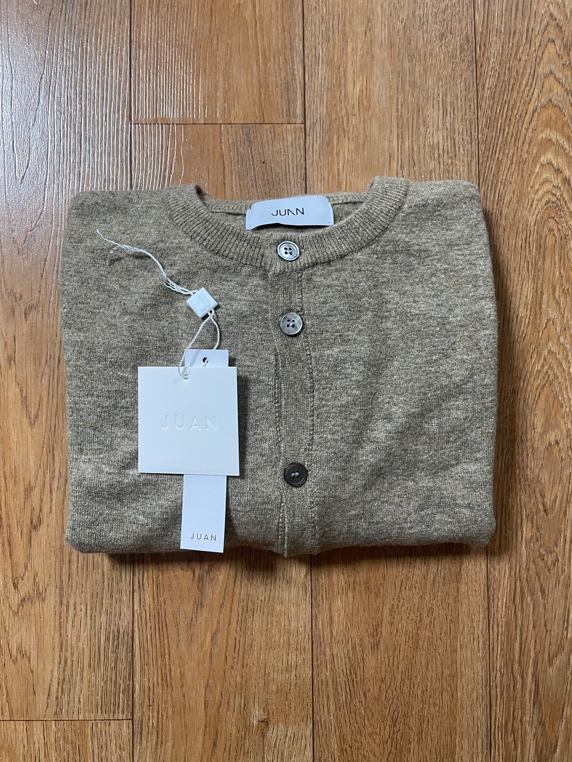 주앙옴므 크롭 라운드넥 가디건 멜란지 베이지 L 택만 제거한 새상품 상품이미지8