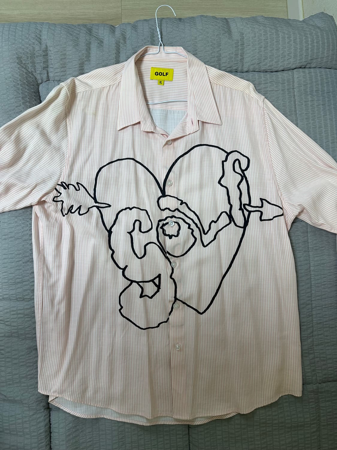 골프왕 하트 핑크 스트라이프 셔츠 상품이미지1