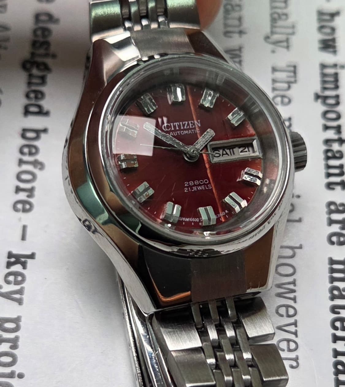 레어] 빈티지 시티즌 28800 하이비트 브라운판 컷유리 데이데이트 여성 상품이미지10