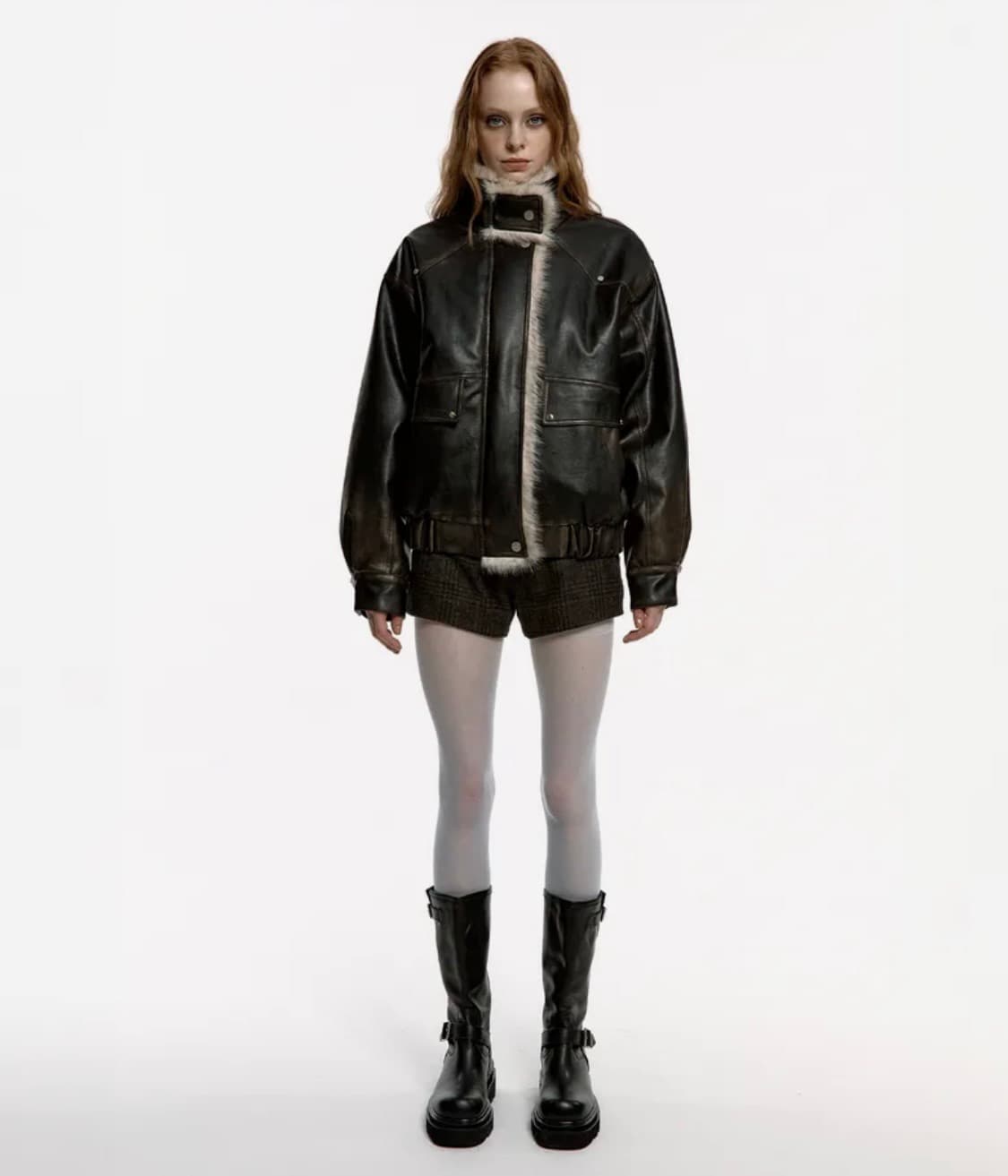 러프넥 워싱 무스탕 상품이미지2