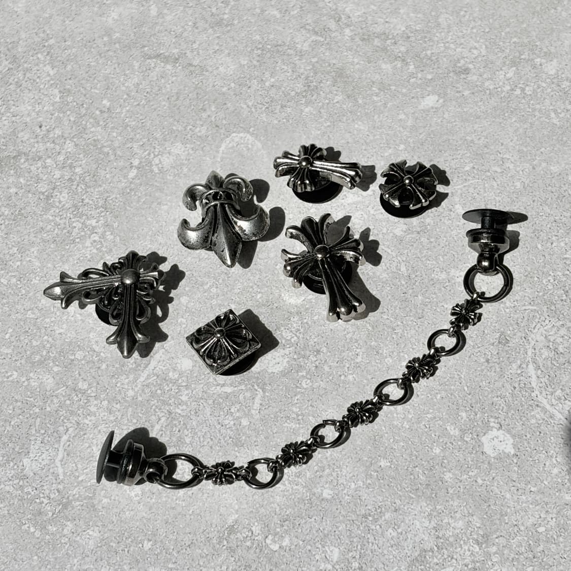 Oribell (7개 세트) 크롬 빈티지 크로스 버클 크록스 지비츠 상품이미지2