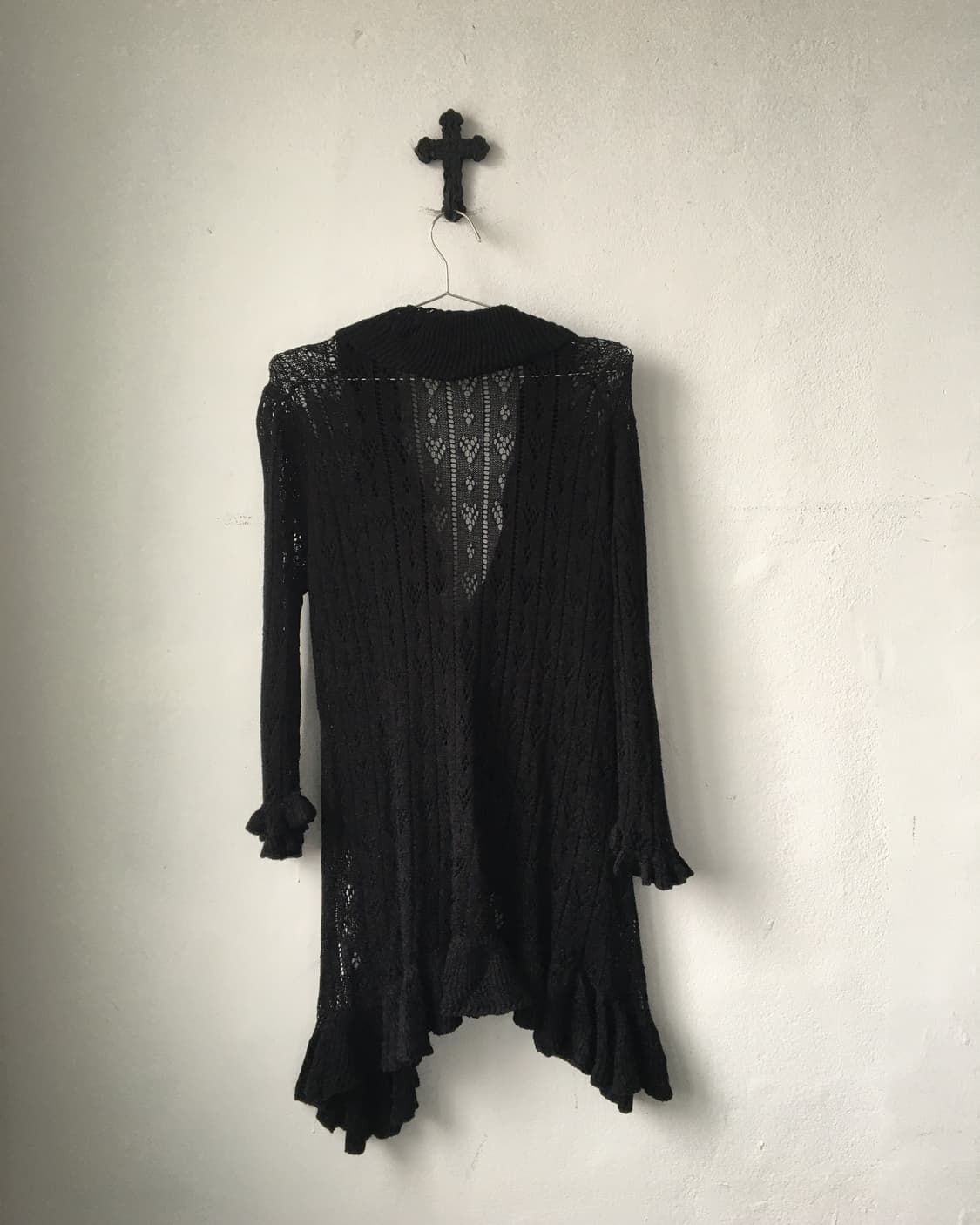 Ruffle point unbalanced crochet cardigan 상품이미지3