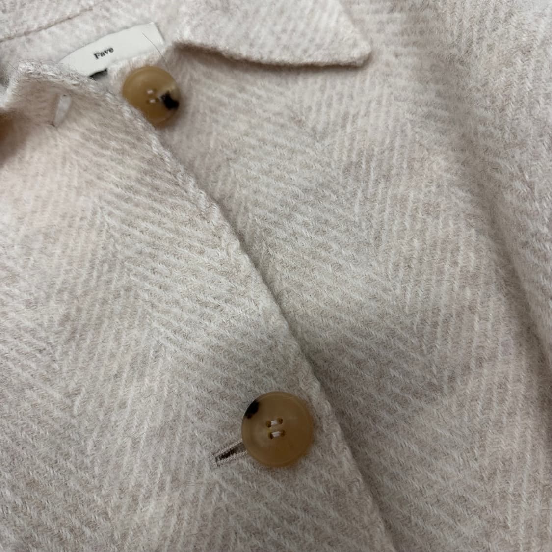 Fave 헤링본 핸드베이드 울 롱 코트 아이보리 F 상품이미지5