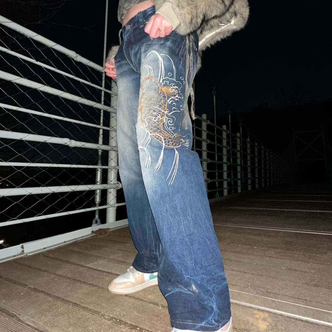 ETEGNAL gold carp denim pants 상품이미지2