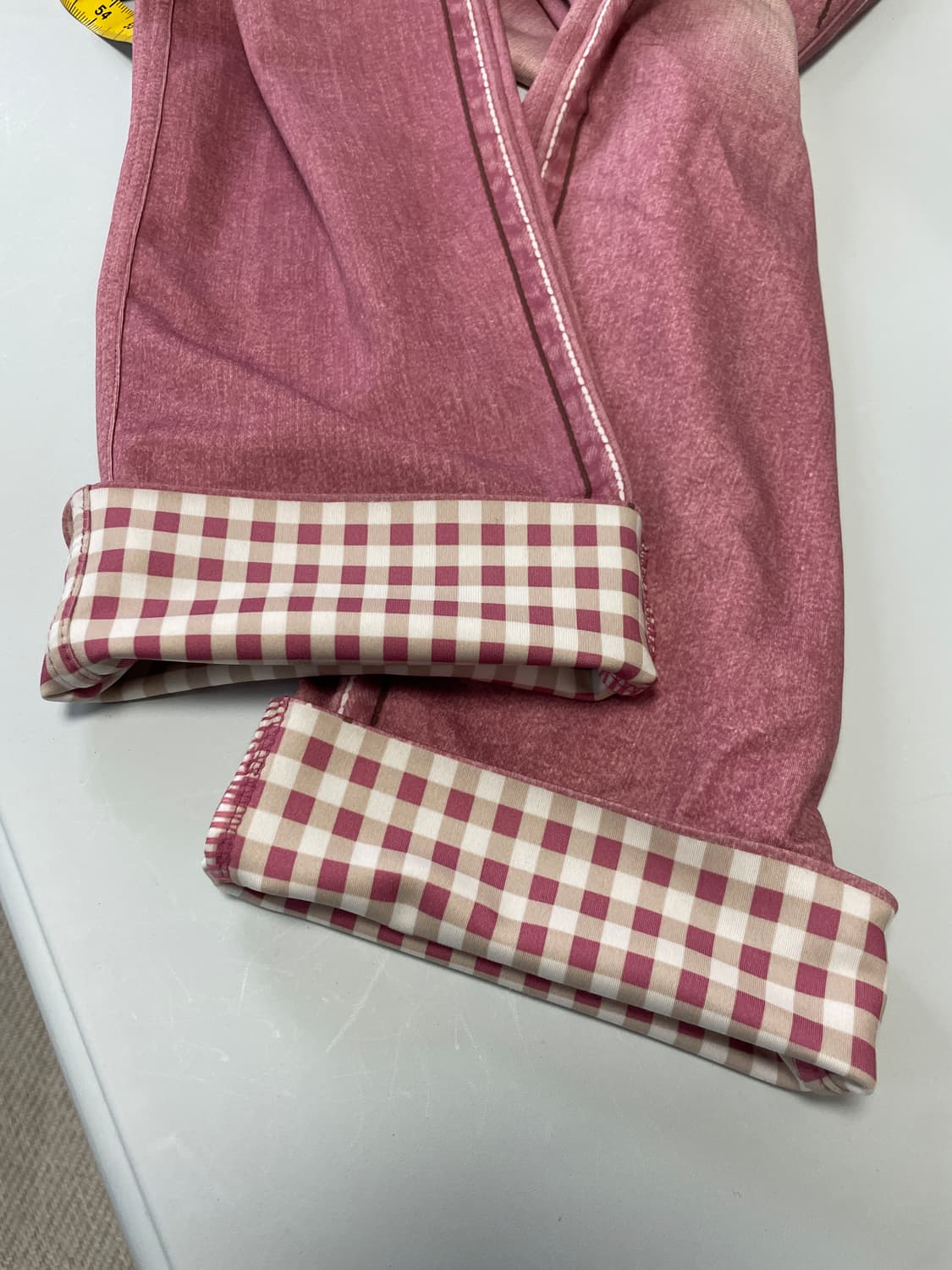 빈티지 플로럴 자수 포켓 밑단 체크 팬츠 J04104 상품이미지9